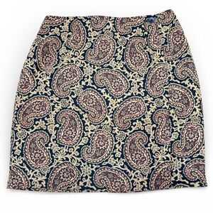 Vintage Talbots Wrap Skirt Paisley Print Black Tan and Burgundy